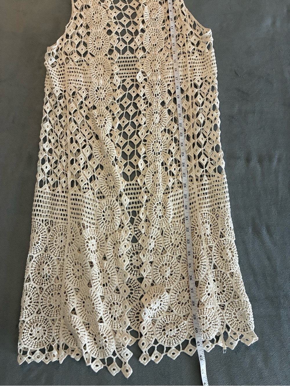 Crochet Open Front Duster Vest in Cream - Picture 8 of 8